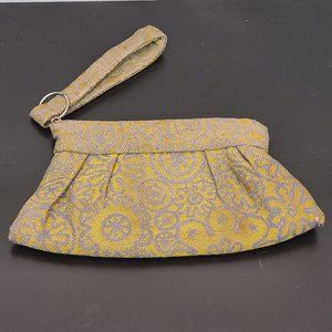 Maruca Wristlet Purse Yellow Gray Retro Floral Bag